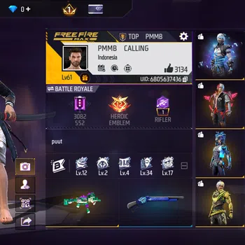 Free Fire Accounts INDONESIA - AKUN VAULT GANTENG - SENJATA SKIN - COCOK BUAT PUSH RANK