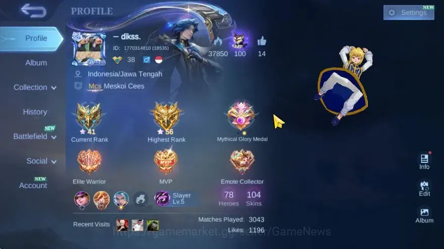 Mobile Legends: Bang Bang Accounts Hero 78|Skin 104|High Glory 56|HxH Julian,9th Pace image 3