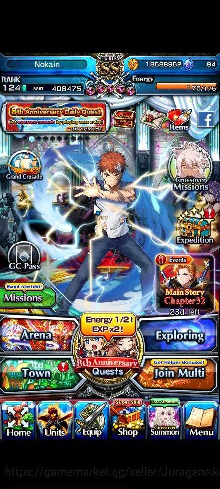 Grand Summoners Starter Global|Rank 124|19 Ascend |[Houka,Shirou,Illya,NBM image 1