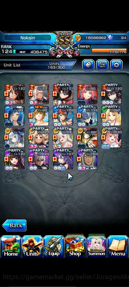 Grand Summoners Accounts Starter Global|Rank 124|19 Ascend |[Houka,Shirou,Illya,NBMira,Chloe,Summer Luvia&Rin,Fabricator]+TW 4