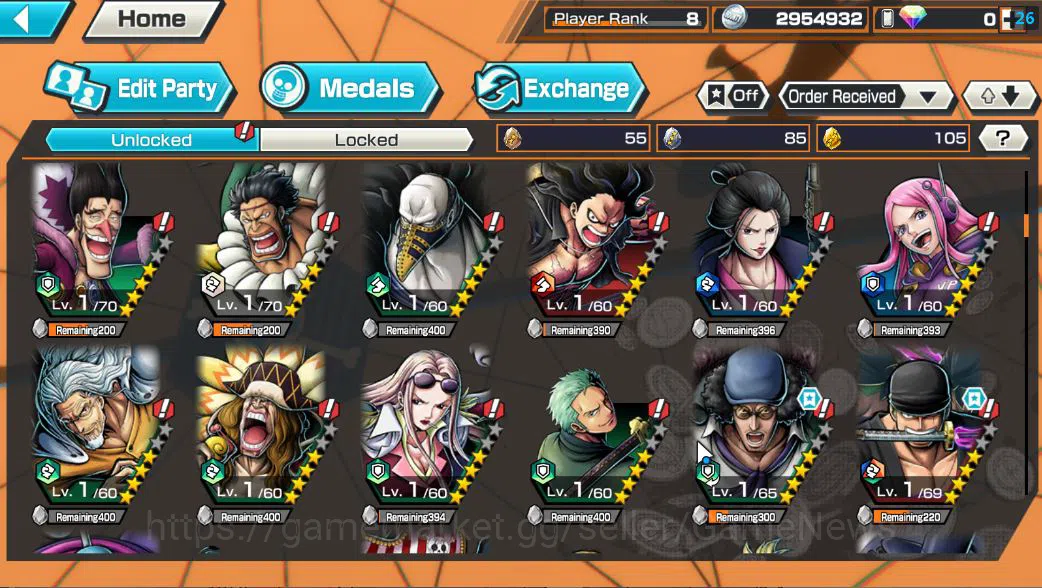 One Piece Bounty Rush Accounts Starter Global|6 EX 1Max|BP Kuzan,T5E St. Saturn,TFE Marshall D. Teach,KOP Gol D 8