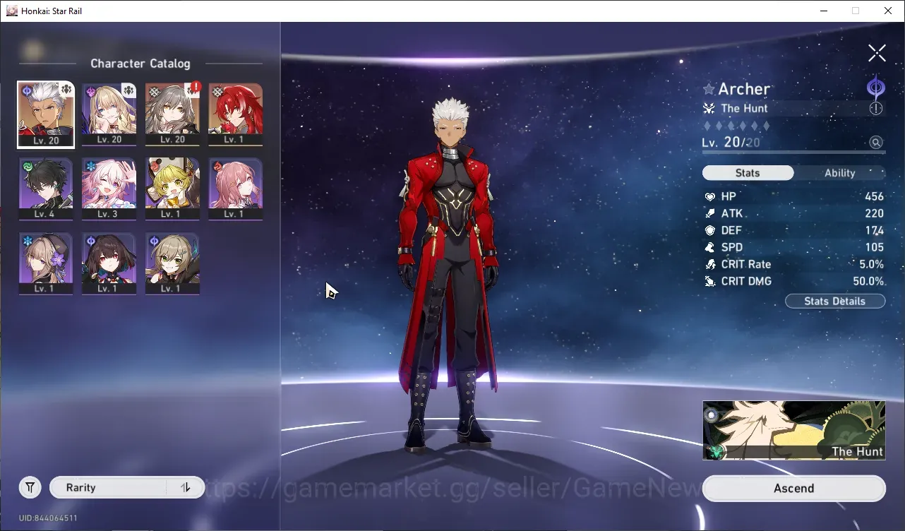 Honkai Star Rail Accounts Starter Asia|Fresh Starter|TL 8|2 Limited| Archer & Argenti |Rate ON|Female MC|Low Explore|Herta 1