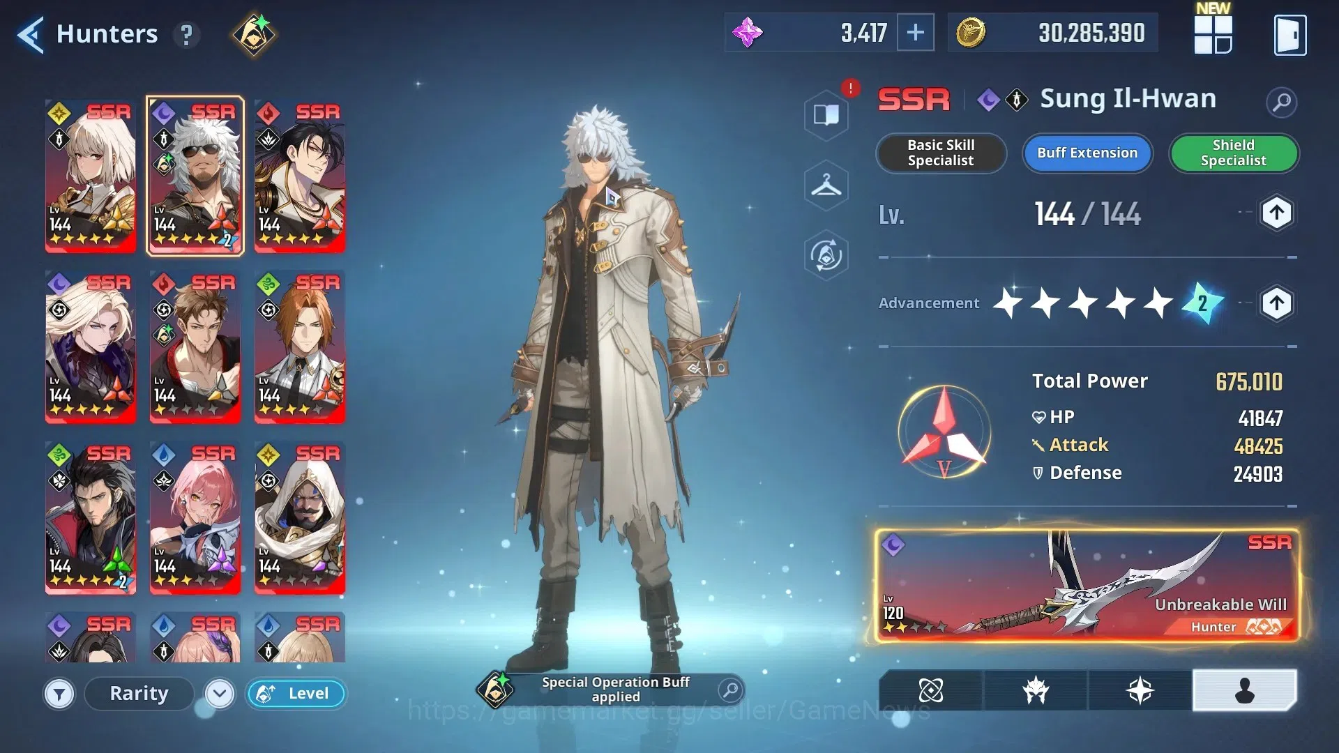 Solo Leveling: ARISE Accounts 3M Pwr|Dark,Wind Team|37 SSR|Il HwanA7+SignA2,Cha HaeA5+SignA7,Liu 1