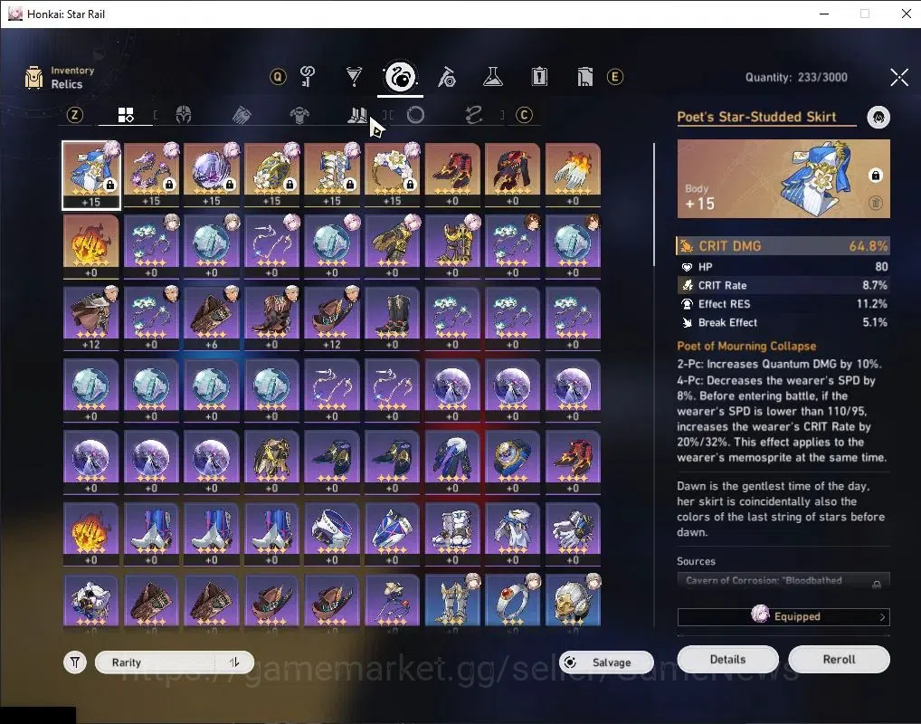 Honkai Star Rail Accounts Others Asia|TL 30|7 Limited|Castorice,Evernight,Archer,Sparkle,DHPT,Robin,Yunli,Bronya Etc|Female 7