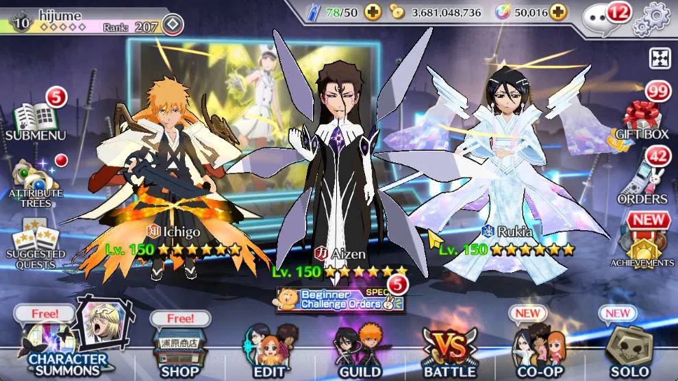 Bleach: Brave Souls Accounts Mid-Tier [GLOBAL]50K Orb|TYBW26[Bambietta,Liltotto],10th 6
