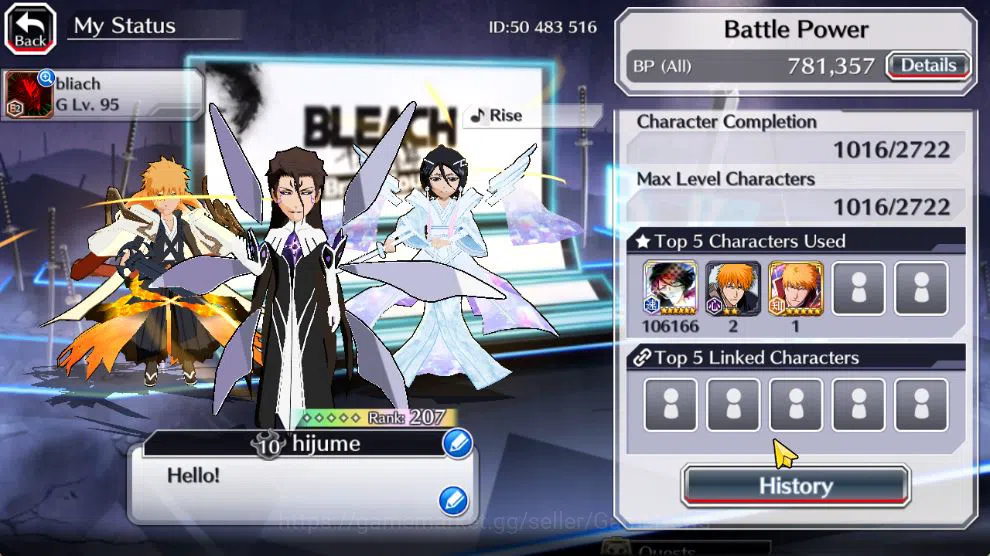 Bleach: Brave Souls Accounts Mid-Tier [GLOBAL]50K Orb|TYBW26[Bambietta,Liltotto],10th 8