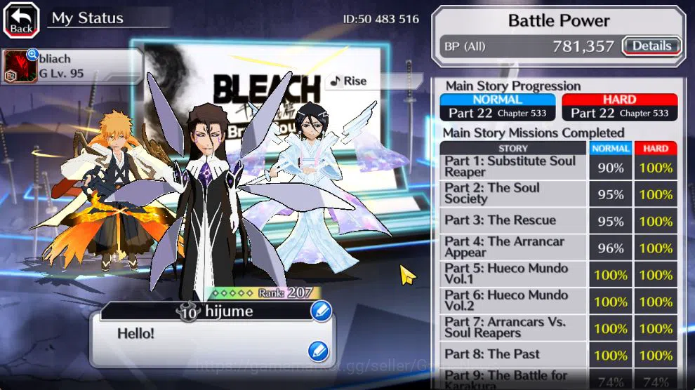 Bleach: Brave Souls Accounts Mid-Tier [GLOBAL]50K Orb|TYBW26[Bambietta,Liltotto],10th 3