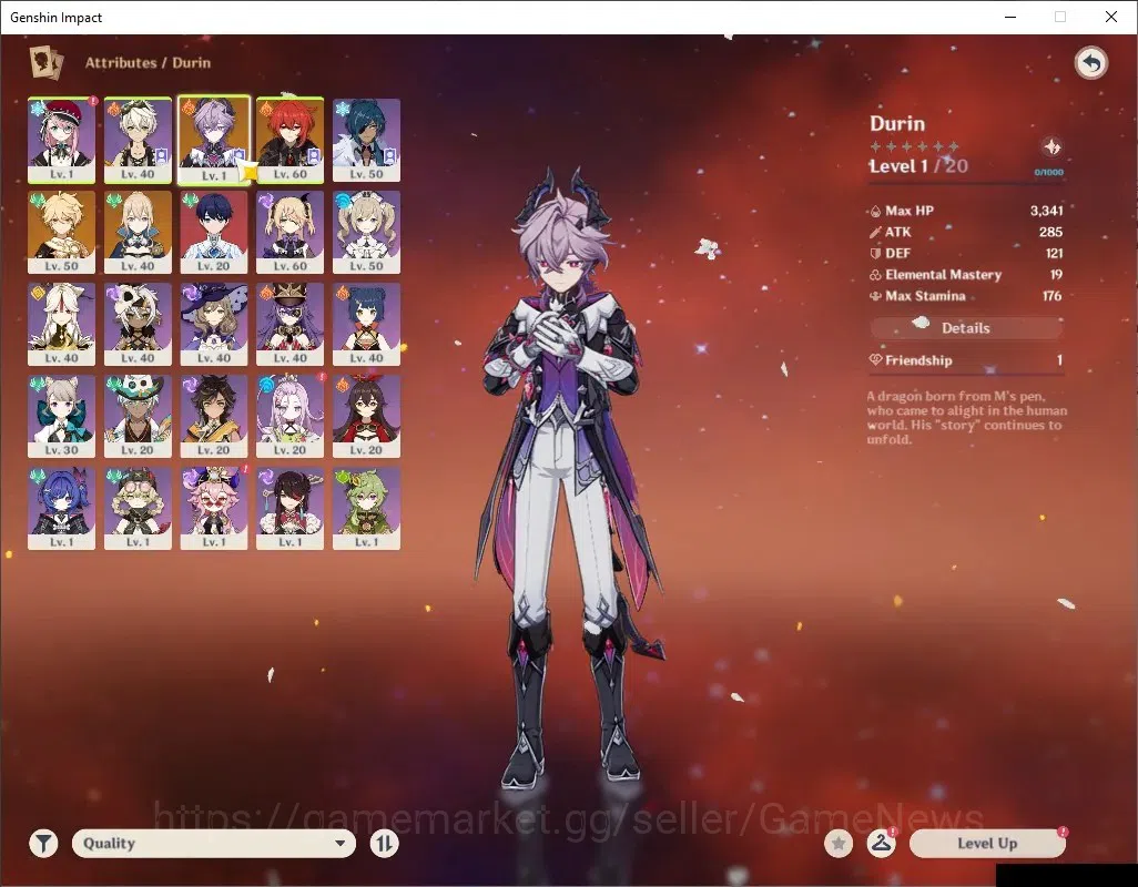 Genshin Impact Accounts EUROPA |AR 44 |1 Limited + 2 (*5 Standard) |Durin  image 3