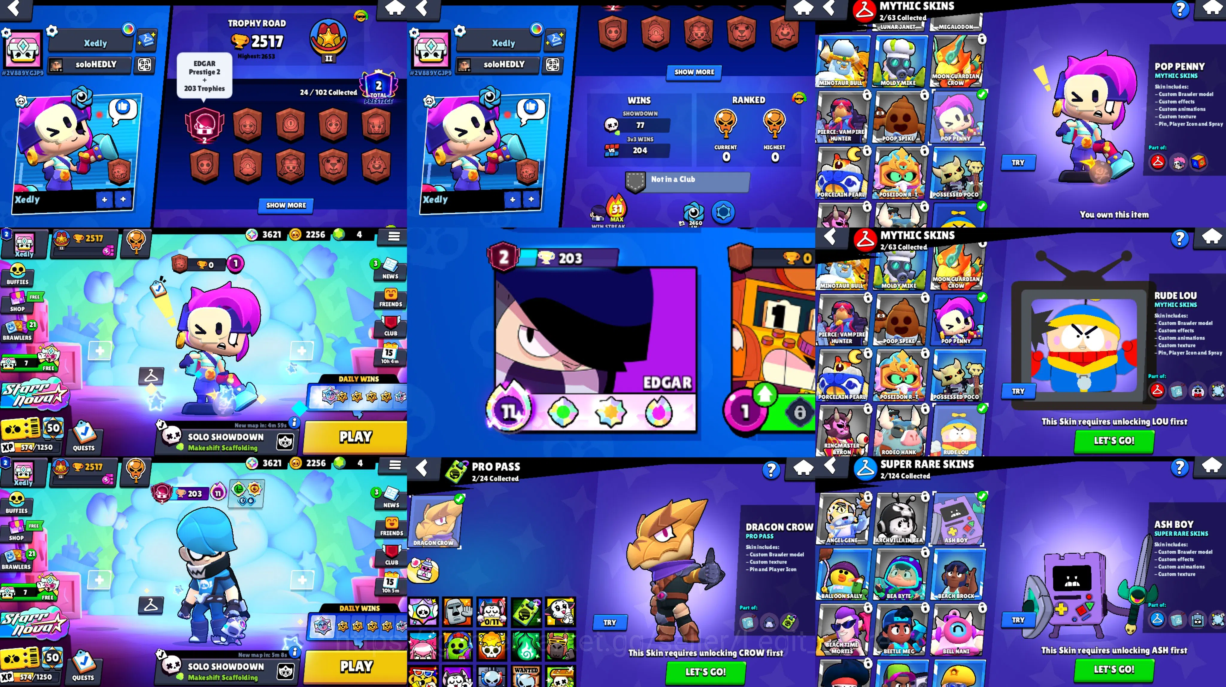 Brawl Stars Accounts 2 lvl PRESTIGE EDGAR MAXED FULL BUFFIES 2200 TROPH image 2