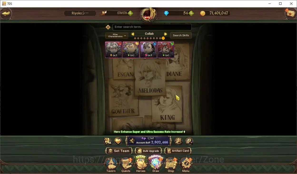 The Seven Deadly Sins: Grand Cross Accounts Endgame Global|2.9M CC|3LR+6UR Full Collab Gachiakuta|Nemesis Meli 4/6, Zanka 6