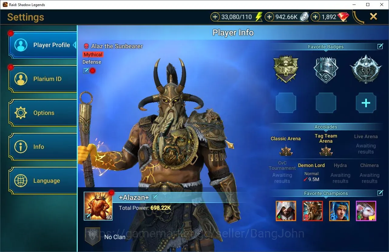 Raid: Shadow Legends Accounts Mid-Game Lv.40 Power 698K|1 Mythic(Alaz the Sunbearer)|20 Legend(Nunja,Ezio Auditorem,Sun 1