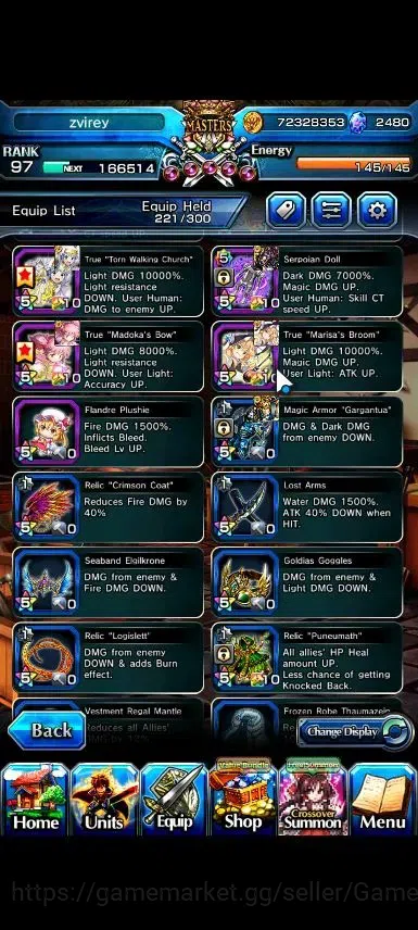 Grand Summoners Accounts End-Game Global|Rank 97|2480 Cc|16 Ascend+6 TW|[2x Okarun,S Miyu,Index,Chloe,M 16