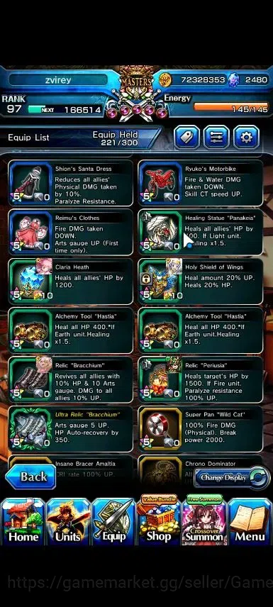 Grand Summoners Accounts End-Game Global|Rank 97|2480 Cc|16 Ascend+6 TW|[2x Okarun,S Miyu,Index,Chloe,M 18