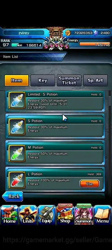 Grand Summoners Accounts End-Game Global|Rank 97|2480 Cc|16 Ascend+6 TW|[2x Okarun,S Miyu,Index,Chloe,M 2