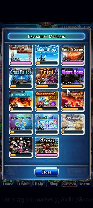 Grand Summoners Accounts End-Game Global|Rank 97|2480 Cc|16 Ascend+6 TW|[2x Okarun,S Miyu,Index,Chloe,M 7