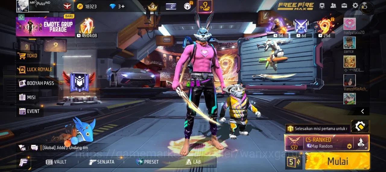Free Fire Accounts Indonesia | AKUN LVL 56 EVOGUN XM8 LVL 3 SG MAMBAH,BUNYY VAULT 171 EMOTE 31 ANIMASI 1 KATANA LOBY 1 1