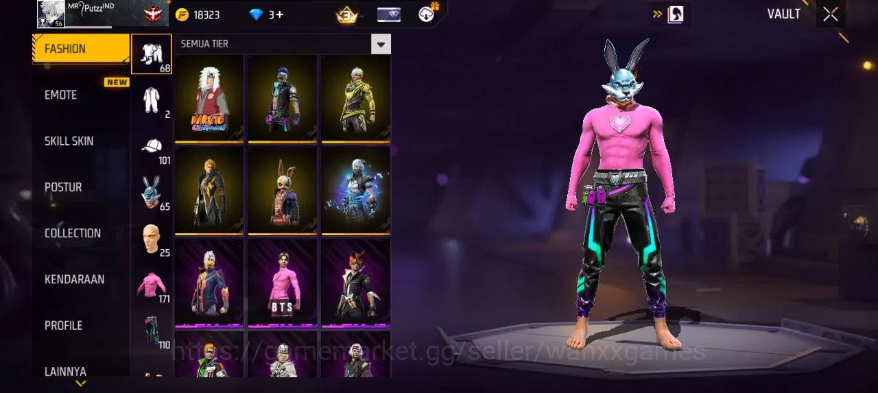 Free Fire Accounts Indonesia | AKUN LVL 56 EVOGUN XM8 LVL 3 SG MAMBAH,BUNYY VAULT 171 EMOTE 31 ANIMASI 1 KATANA LOBY 1 2