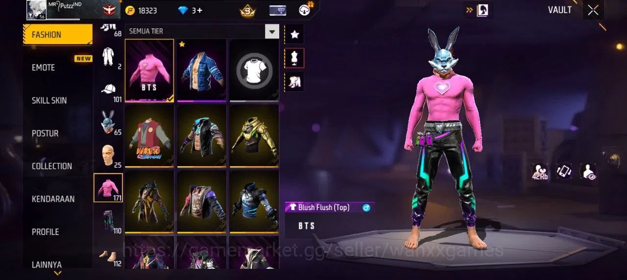 Free Fire Accounts Indonesia | AKUN LVL 56 EVOGUN XM8 LVL 3 SG MAMBAH,BUNYY VAULT 171 EMOTE 31 ANIMASI 1 KATANA LOBY 1 3