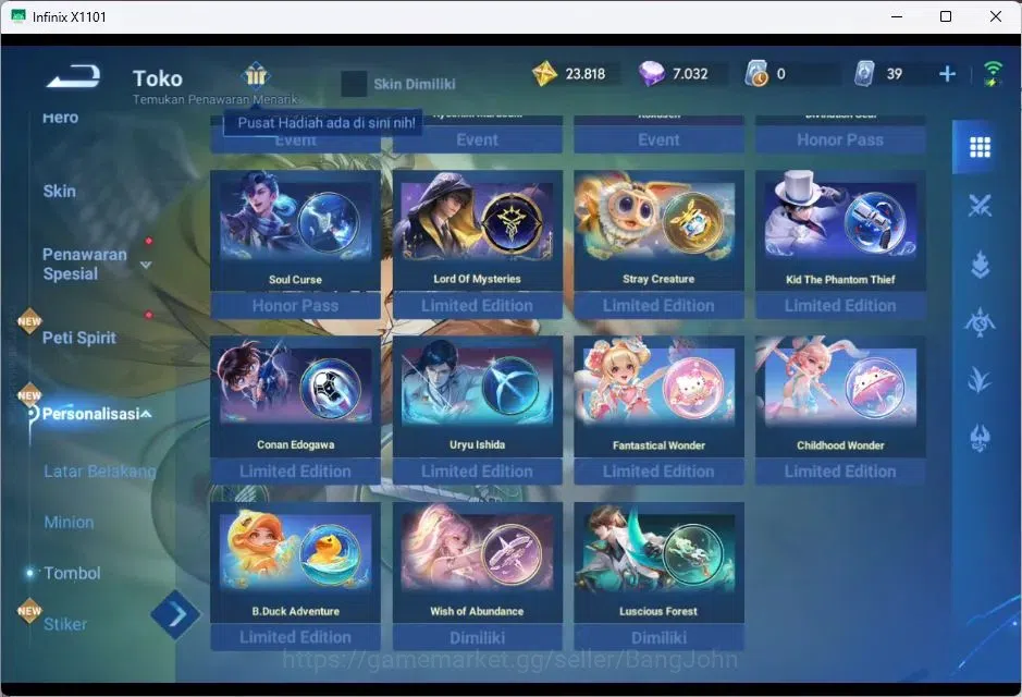 Honor of Kings Accounts GLOBAL|95HR|69SK|2025=CONSORT YU|LNY DA QIAO|LIMIT image 11