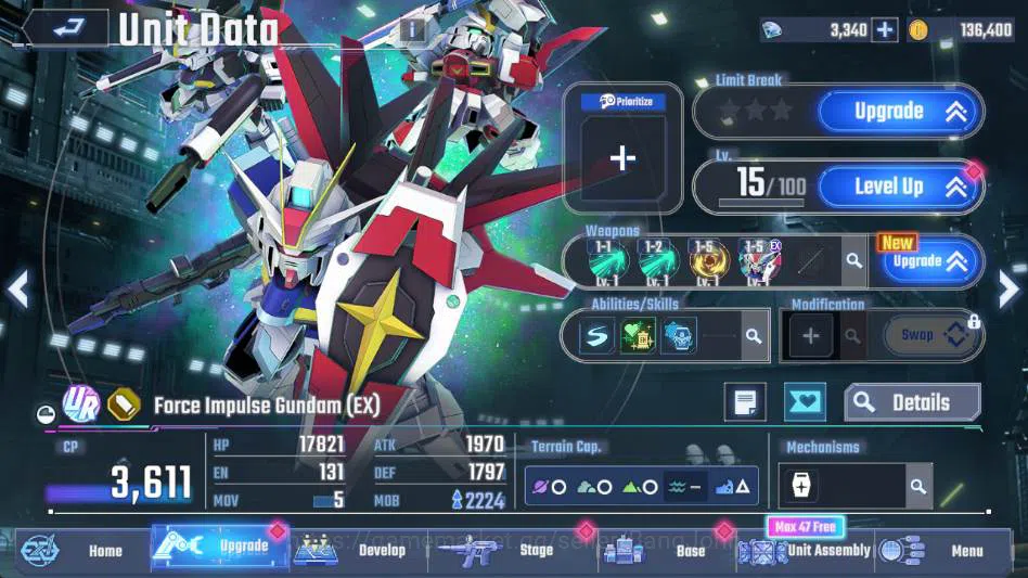 SD Gundam G Generation ETERNAL Accounts global rank 8, 3k DM, 7 uR unit, 6 char, 3 supp, w image 6