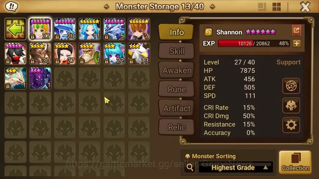 Summoners War: Sky Arena Accounts End-Game GLOBAL Lv 59|1 LD[Nicki]+9 Total NB5[Amber,Bloodya,Kai,Rakan,Brandia,Etc]+50 12