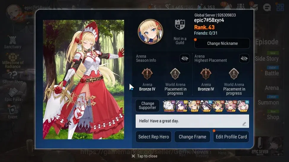 Epic Seven Accounts GLOBAL Unverif|New Era|5 ML(Salome,DD Ray,LR Krau, image 2
