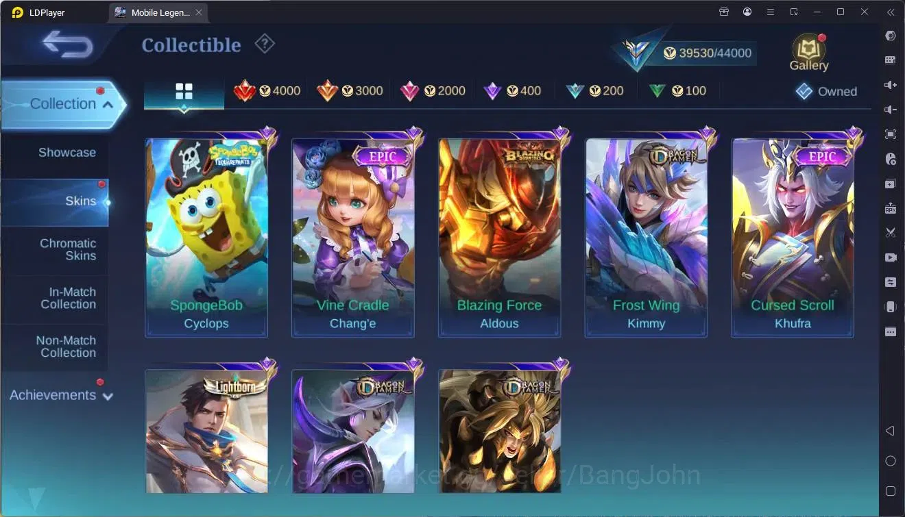 Mobile Legends: Bang Bang Accounts Collector Global |Hero 132|Skin 206|Expert|Luckybox Odette|CC Natalia|Spongebob 10