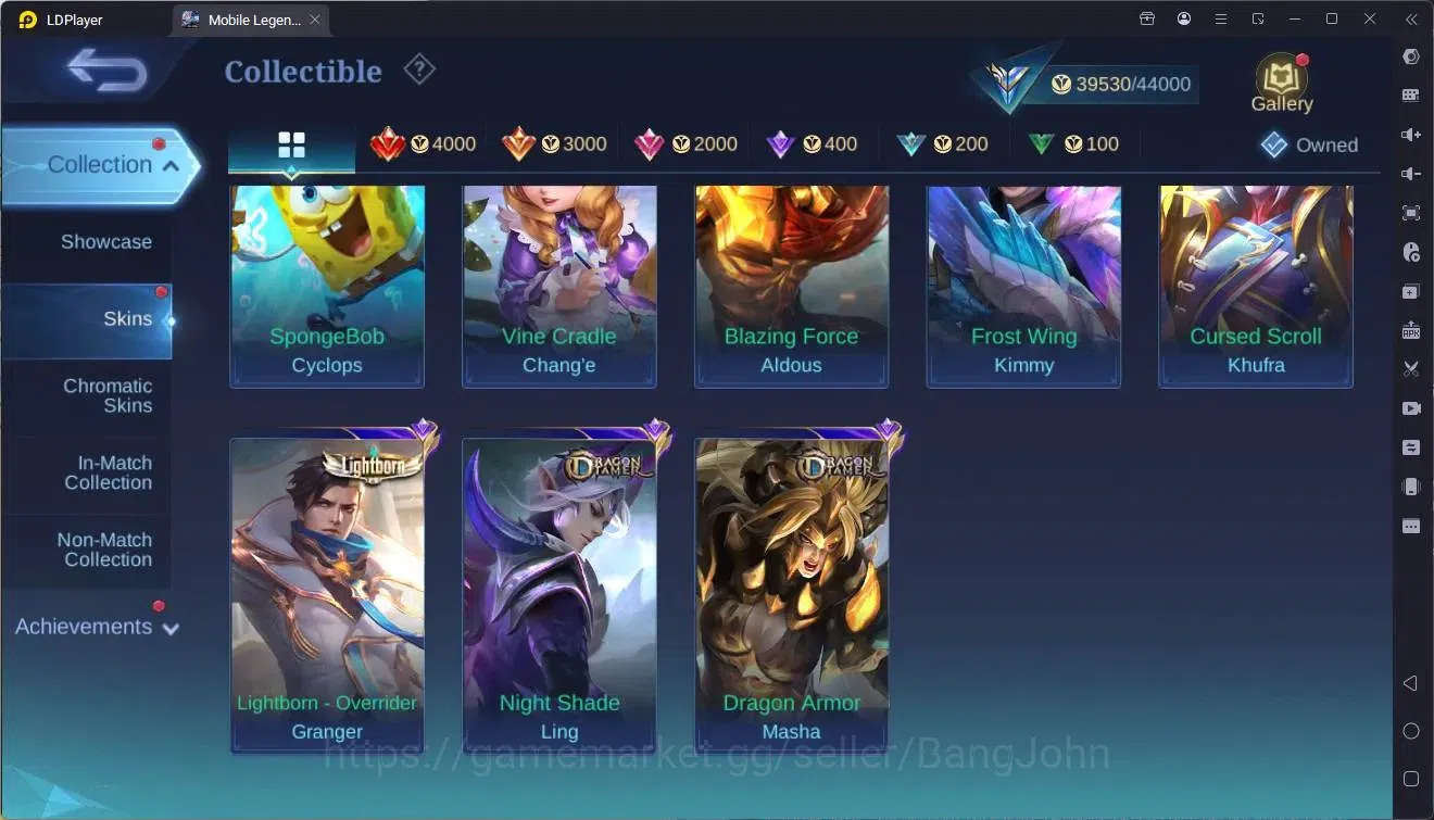 Mobile Legends: Bang Bang Accounts Collector Global |Hero 132|Skin 206|Expert|Luckybox Odette|CC Natalia|Spongebob 11