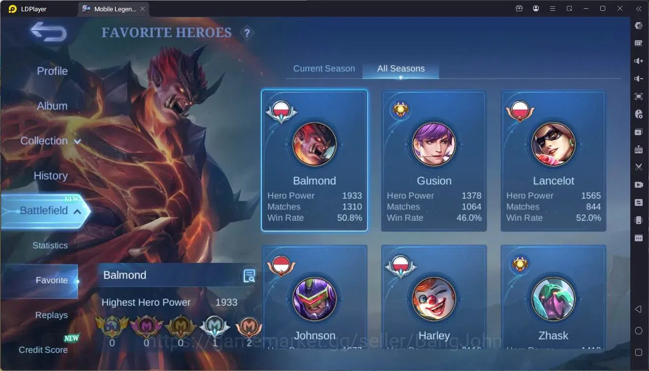 Mobile Legends: Bang Bang Accounts Collector Global |Hero 132|Skin 206|Expert|Luckybox Odette|CC Natalia|Spongebob 4
