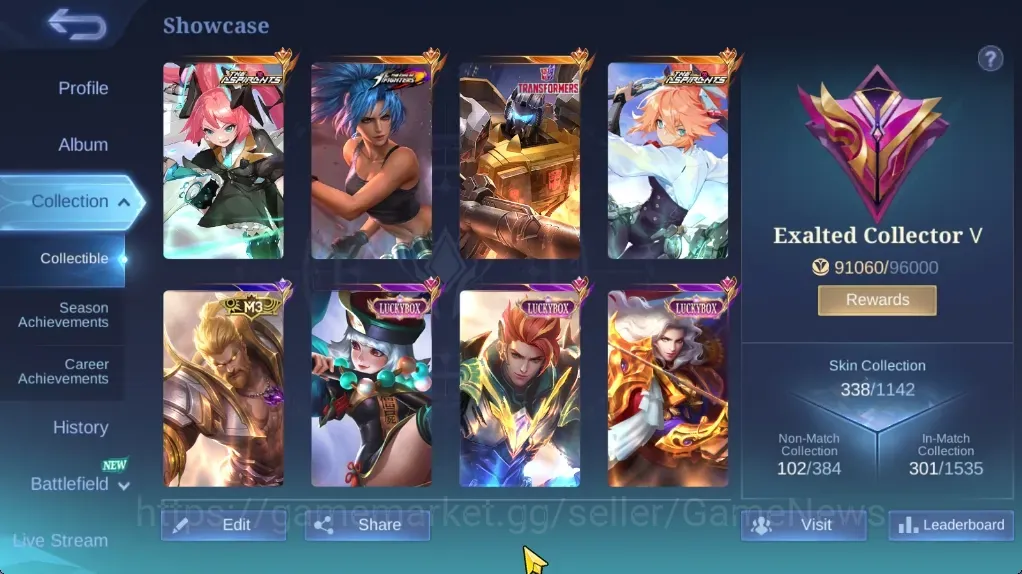 Mobile Legends: Bang Bang Accounts Collector Hero133 Skin338|High Immo 107|Aspirants Fanny&Layla,TF Roger,KoF Karina,5 1