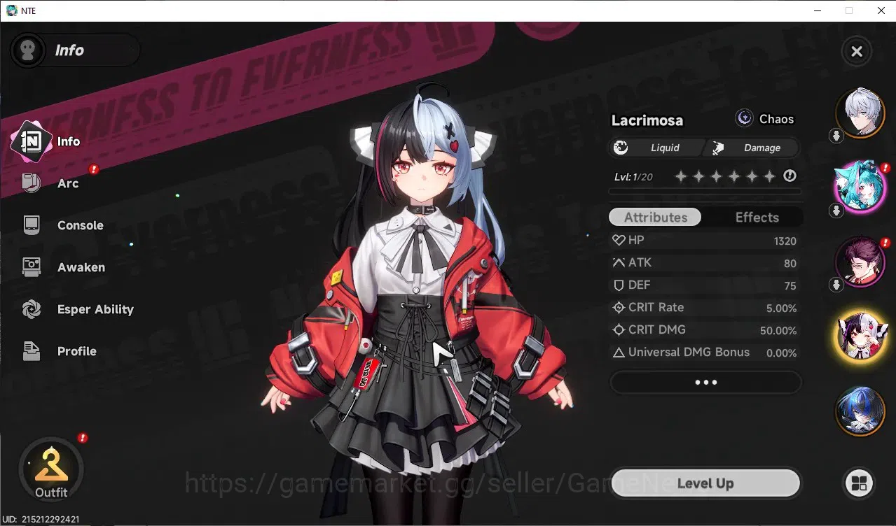 Neverness to Everness Accounts GLOBAL Southeast Asia|HL 3|5 S-Class (Lacrimosa,Ho image 3