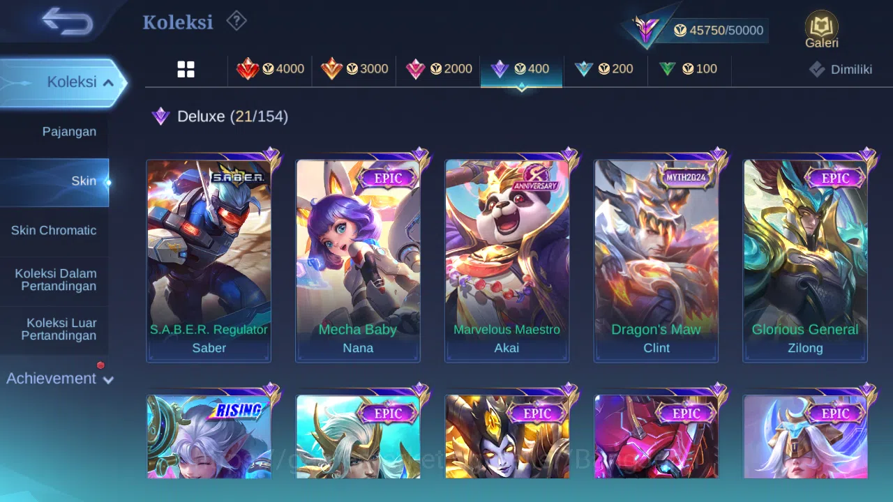 Mobile Legends: Bang Bang Accounts Others Hero 131 | skin 232 | star annual hayabusa | rising lolita | epic yss | epic 11