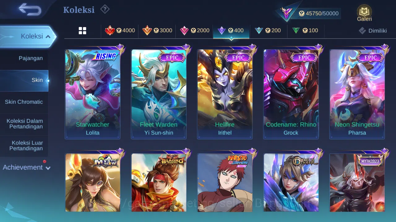 Mobile Legends: Bang Bang Accounts Others Hero 131 | skin 232 | star annual hayabusa | rising lolita | epic yss | epic 12