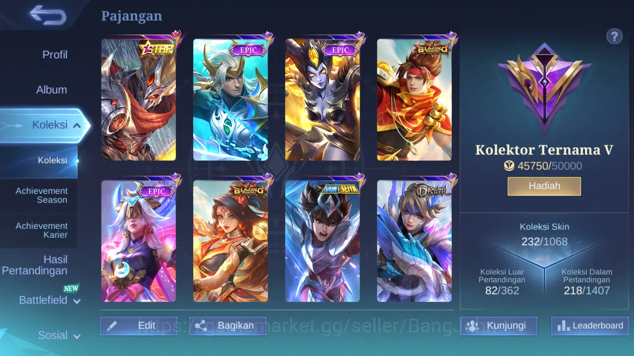 Mobile Legends: Bang Bang Accounts Others Hero 131 | skin 232 | star annual hayabusa | rising lolita | epic yss | epic 2