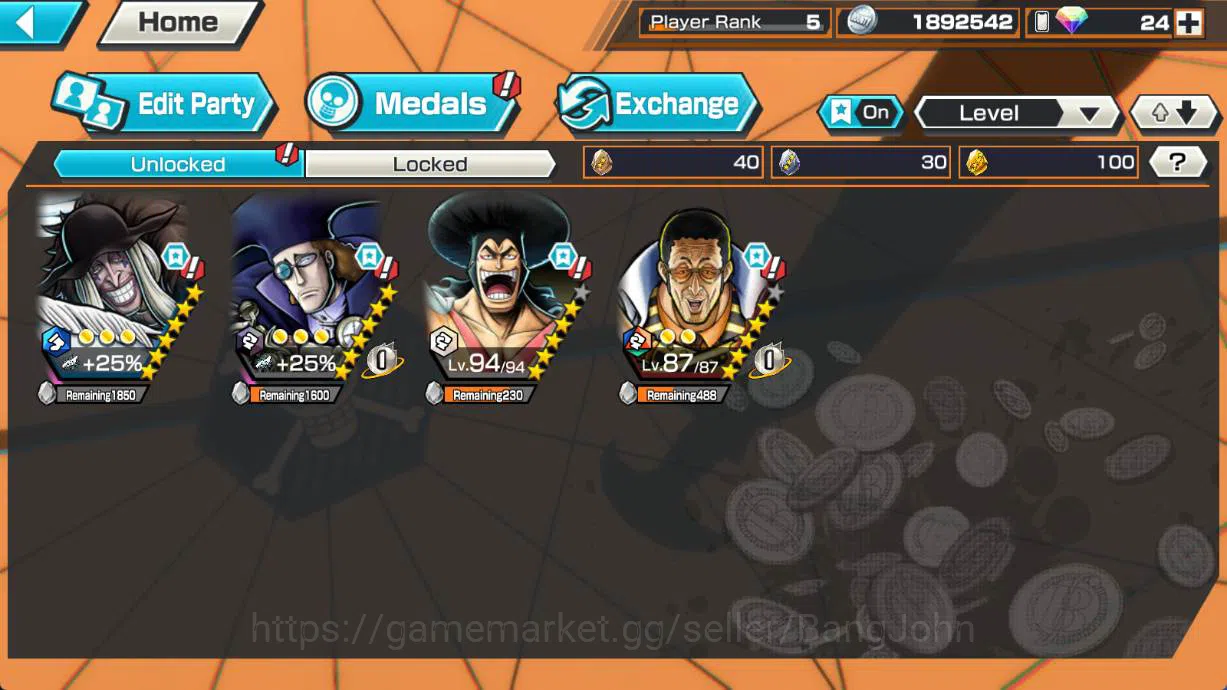 One Piece Bounty Rush Accounts GLOBAL | EX1  | borsalino, Doc v, Nightmare Luffy, image 2