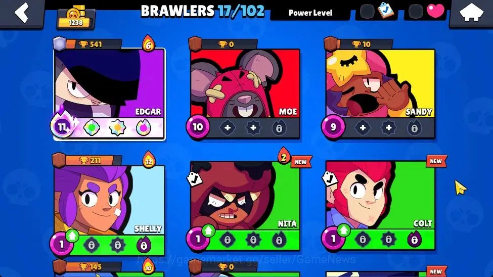 Brawl Stars Accounts 1238 Trophy|17 Brawlers 1 Max Lv (Edgar)|3 Myth(Po image 9