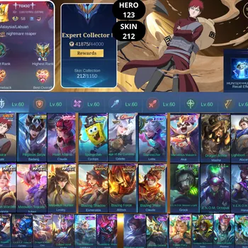 Mobile Legends: Bang Bang Accounts Smurf BEST OFFER | HERO 123 | SKIN 212 | GAARA VALE | PEGASUS SEIYA BADANG | HEART AFLAME