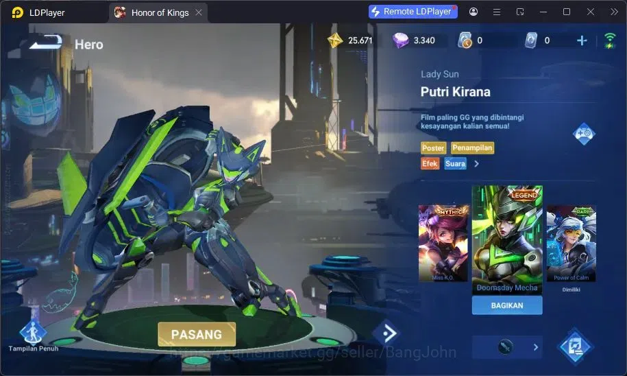 Honor of Kings Accounts Global | 55H 42S | LEGEND Wukong, LEGEND Lady Sun  image 10
