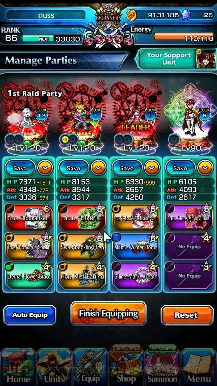 Grand Summoners Accounts End-Game Global|Rank 65|12 Ascend+6 TW|(DL Rimuru,E Milim,Y Kenpaku,Jong-In,Reimu,Vox)+TW WH Fen 3