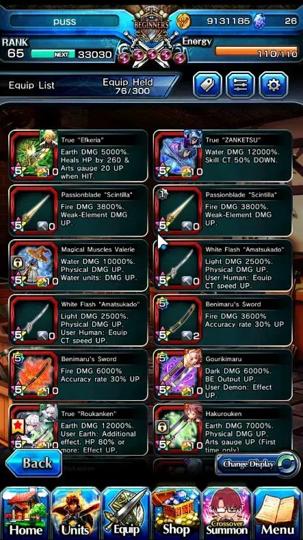 Grand Summoners Accounts End-Game Global|Rank 65|12 Ascend+6 TW|(DL Rimuru,E Milim,Y Kenpaku,Jong-In,Reimu,Vox)+TW WH Fen 5