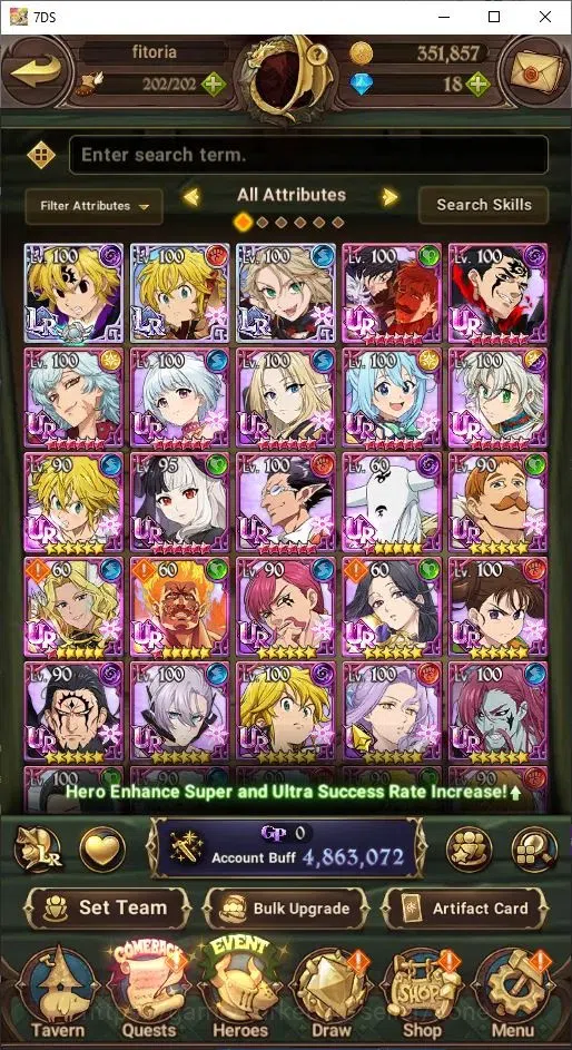 The Seven Deadly Sins: Grand Cross Accounts Others ASIA|4.86M Power| 3 LR+8UR(Nemesis Meliodas,Menor,Aqua,Tristan,and etc)|1 1