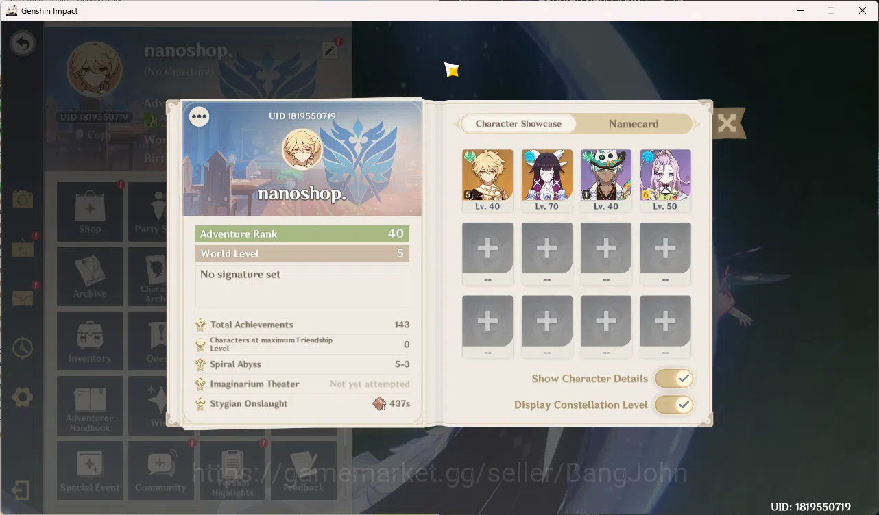 Genshin Impact Accounts Mid-Game | ASIA | AR 40 | 1 Limit Columbina  Tighn image 10