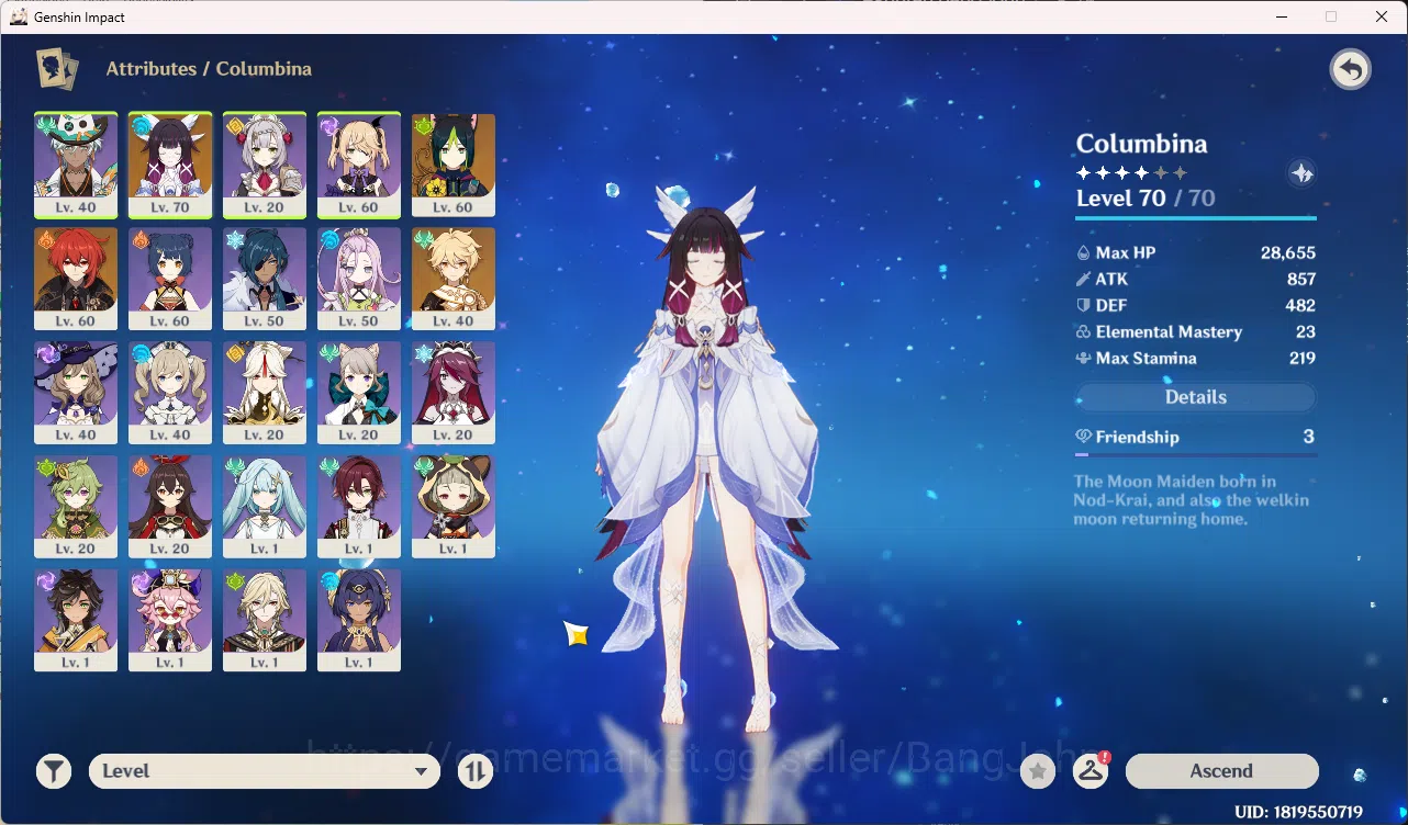 Genshin Impact Accounts Mid-Game | ASIA | AR 40 | 1 Limit Columbina  Tighn image 2