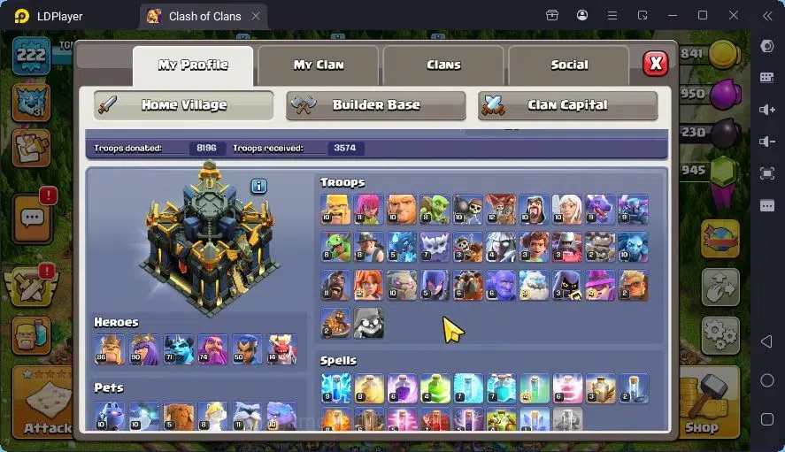 Clash of Clans Accounts High-End Global |TH 17-BH 10|LVL 222|BK86,AQ90,MP71,GW74,RC50,DD14|BM35,BC31|7 Legend skin & 5 1
