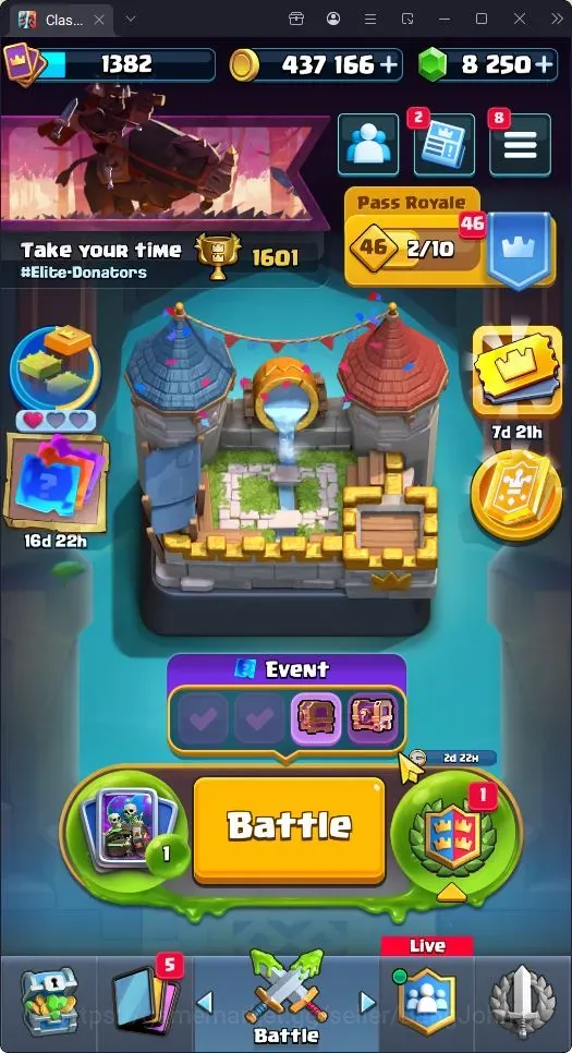 Clash Royale Accounts High-End Trophy 9821 |CL 1382|KTL 13|122 Cards|8 Champ|4 Hero|9 Evo|Arena 24|8K Gems+347K 1