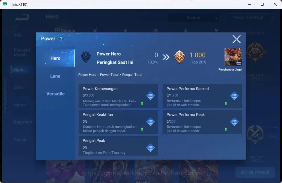 Honor of Kings Accounts GLOBAL|50HR|32SK|JJK=GARO|EPIC=MOZI,GAO CHANGGONG, image 3
