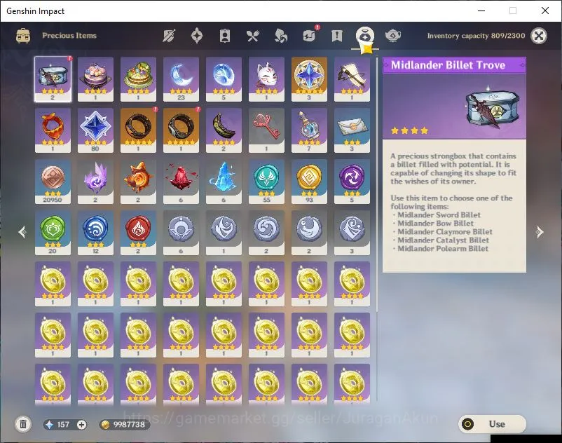 Genshin Impact Accounts Mid Game ASIA|AR 59|10 Limited+5 [5*Weapon]|Raiden+Sign,Neuvil C1,Kazuha,Xilonen,Chasca,Alhaitham 3