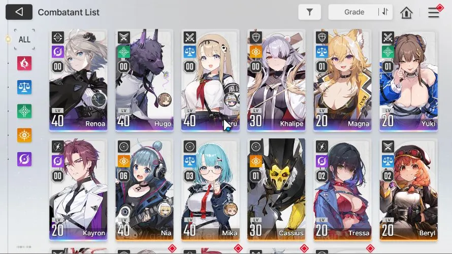 Chaos Zero Nightmare Accounts GLOBAL Lv 34| 7SSR(Renoa Hugo Haru Khalipe MagnaM1 YukiM1 Kayron)+ 11SR (MikaM3,NiaM6,Etc 2