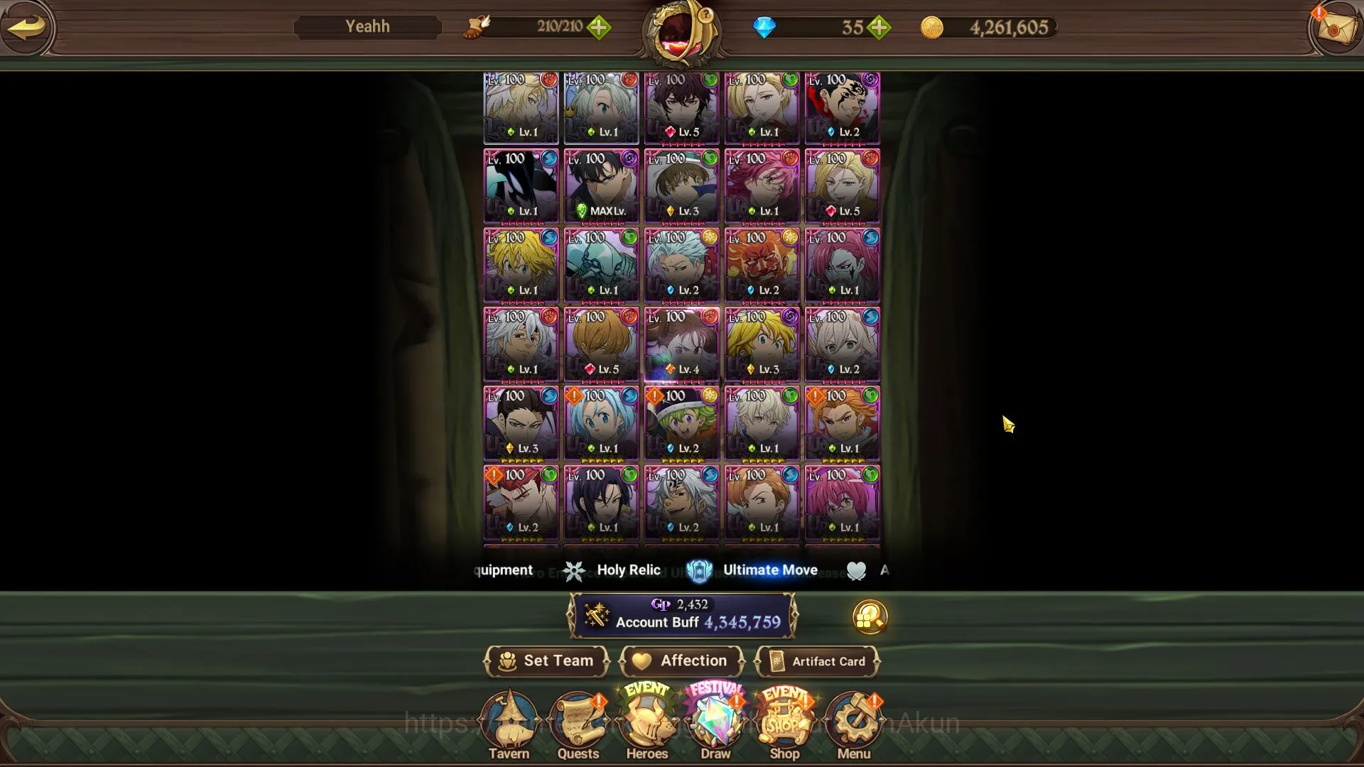 The Seven Deadly Sins: Grand Cross Accounts Midgame ASIA|4,3M CC|2 LR + 4 UR + Solev Collab + Overlord 2