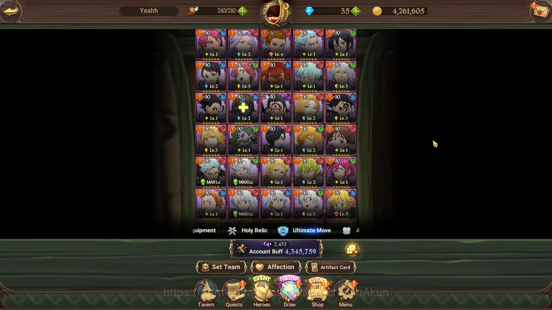 The Seven Deadly Sins: Grand Cross Accounts Midgame ASIA|4,3M CC|2 LR + 4 UR + Solev Collab + Overlord 5